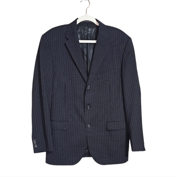 Corneliani CC Collection 120's Black Pinstripe Wool luxury Work Blazer EU52 US42 - Picture 1 of 11